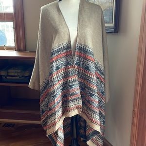 Love Squared Open Cape Poncho Aztec Print One Size